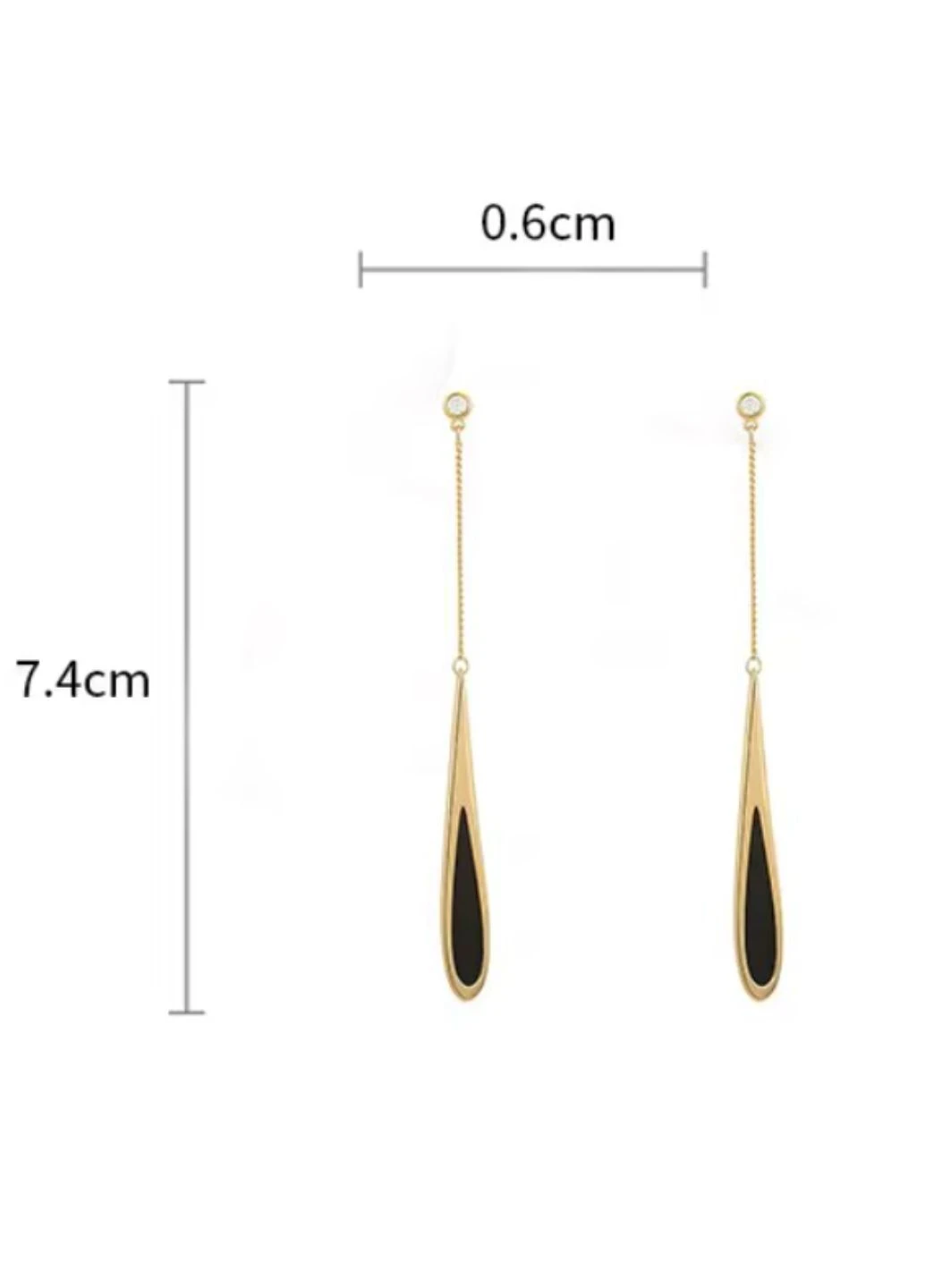 Серьги женские длинные с черными каплями Fashion Jewelry (402225536)