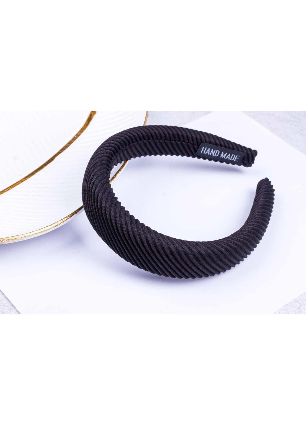 Широкий обруч для волосся чорного кольору Fashion Jewelry (393799587)
