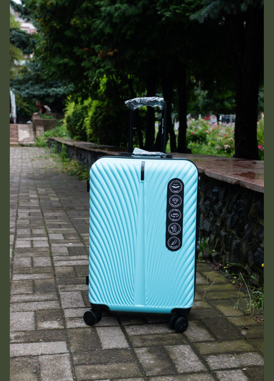 Валіза пластикова великий L, колір блакитний Wings 120 (324072216)