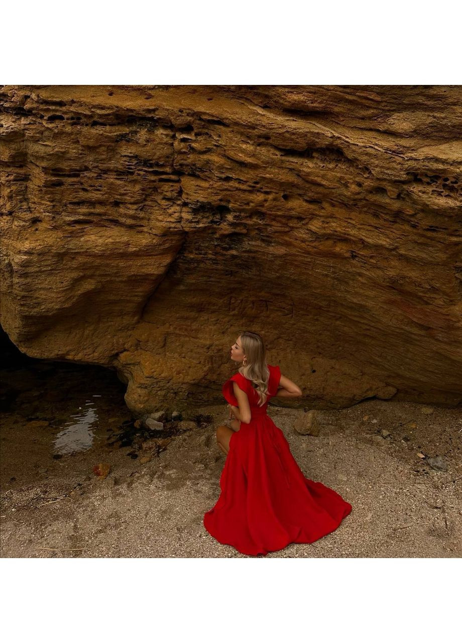Червона кежуал жіноча сукня з відкритими плечима з відкритими плечима, з відкритою спиною Україна однотонна