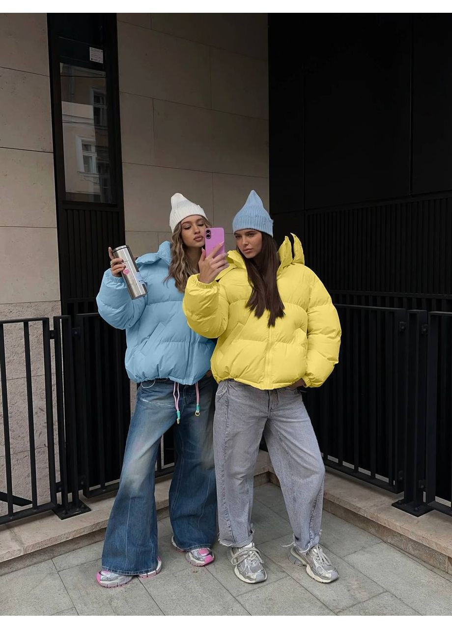 Блакитна зимня куртка жіноча No Brand