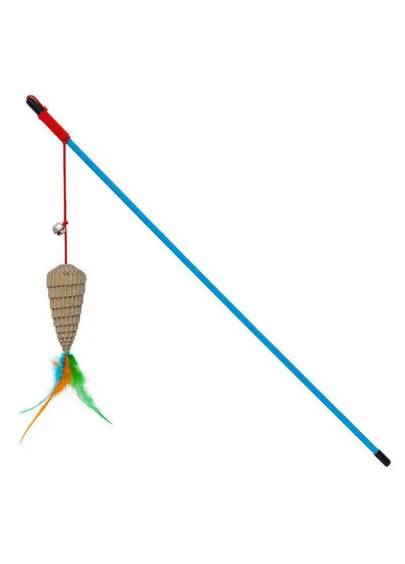 Игрушка Удочка с гофрированной бумагой для кошек Blue fishing rod 8x3,5x46 см (4250078994268) Bubimex (329486818)
