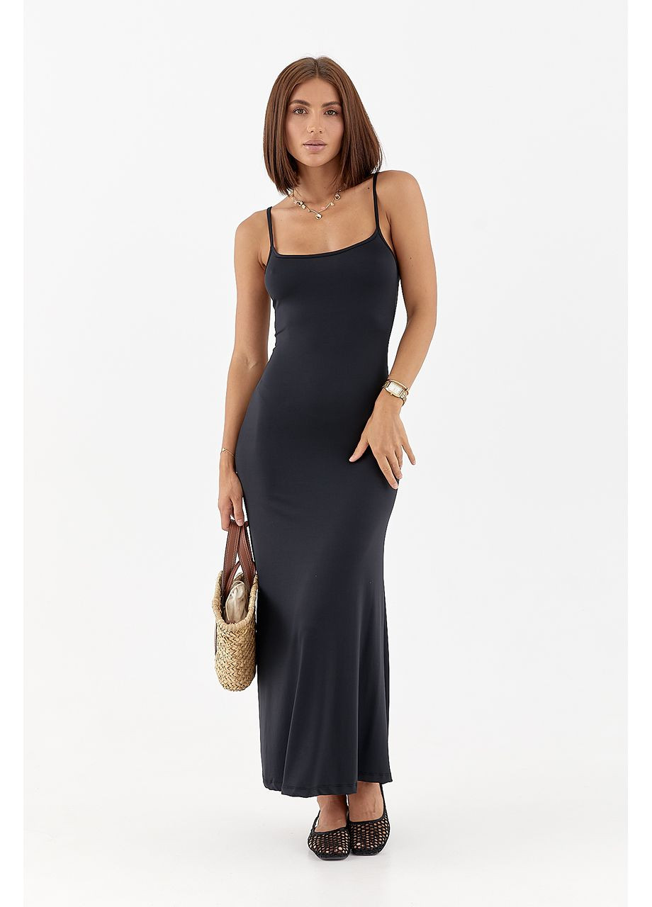 Чорна повсякденний облягаюча сукня на бретелях - чорний колір Lurex