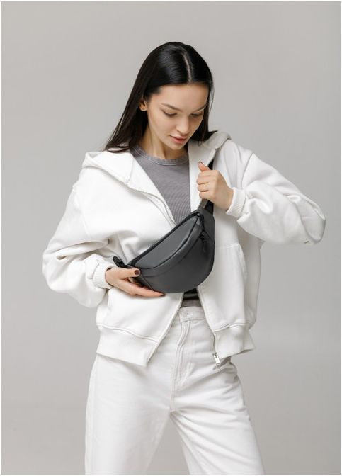 Жіноча сумка бананка на пояс з екошкіри Графіт (781024815) Sambag (361244608)