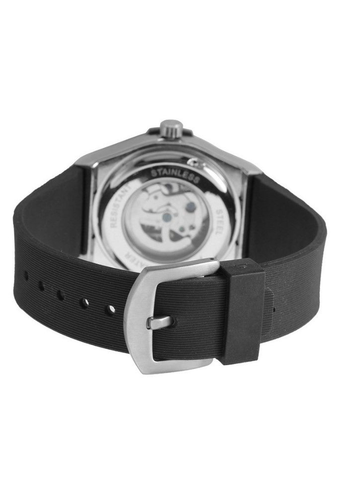 Механические мужские наручные часы Forsining армейские стальные с аналоговым циферблатом черные (sku_534) No Brand (350906527)