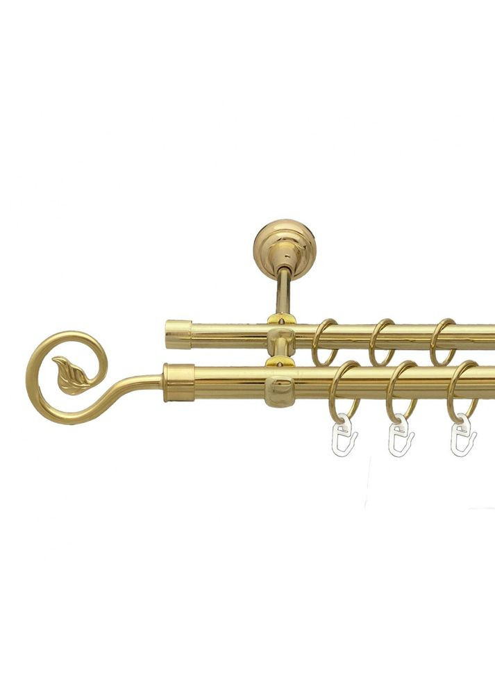 Карниз Лукка металевий дворядний відкритий гладка труба Золото 19\16 мм 240 см (00-00013016) ORVIT (300281047)