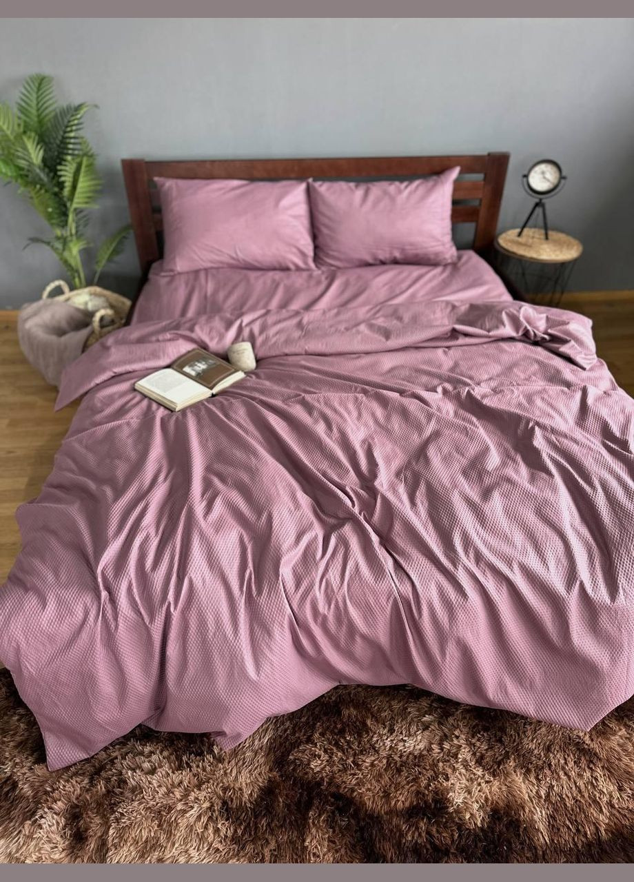 Постельное белье хлопковое однотонная Двуспальное 180 x 220 полисатин в стиле жатки 50 x 70 Винное No Brand (327796004)