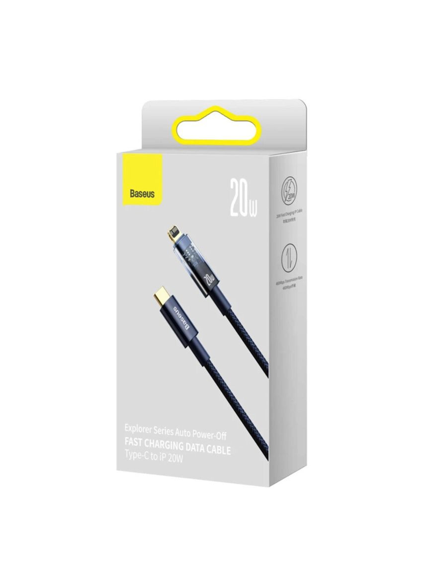 Кабель 20W 1m Blue Baseus Explorer Series Auto Power-Off Fast Charging Data Cable Type-C to IP (340278276)