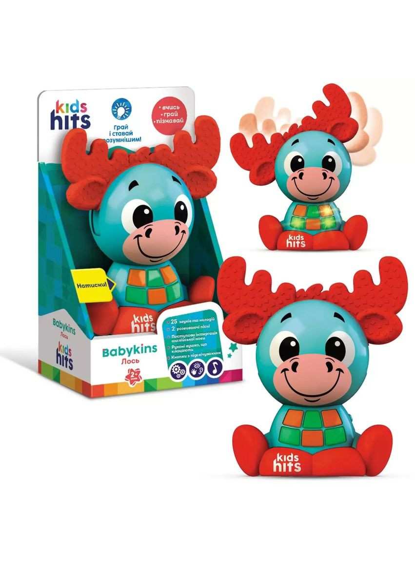 Іграшка розвиваюча лось музична Kids Hits світло звук мелодії пісні рухаються клацають вушка No Brand (362420411)