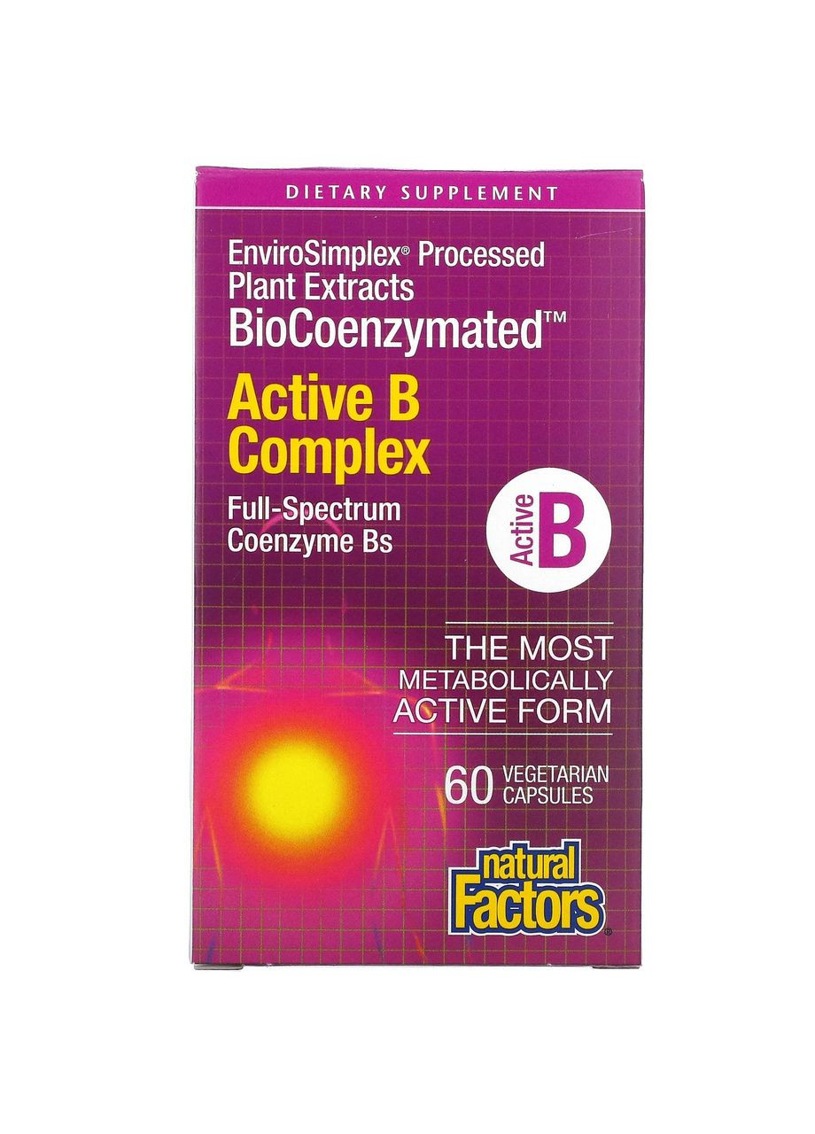 Комплекс витаминов группы B BioCoenzymated в активных формах 60 вегетарианских капсул Natural Factors (263603562)