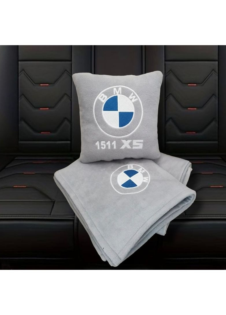 Автомобильная подушка - плед с вышивкой логотипа "BMW" X5 No Brand (369717343)
