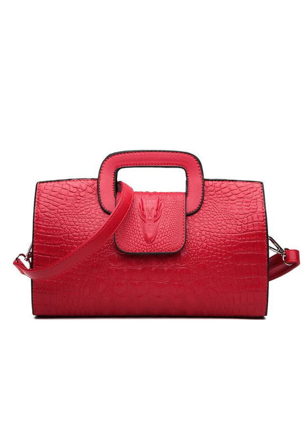 Женская сумочка клатч с крокодилом красная экокожа на плечо ProDobro (366030403)