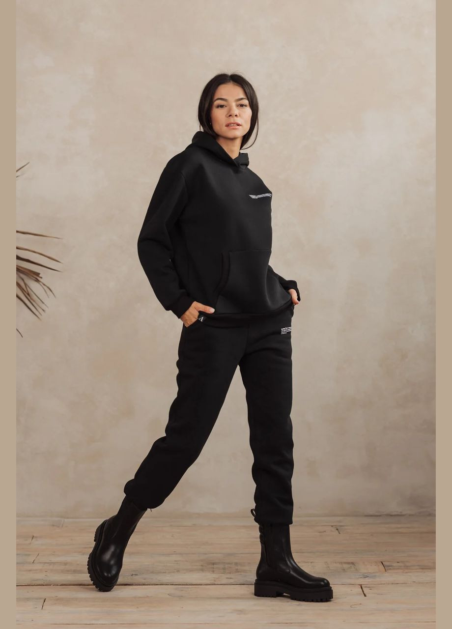 Спортивный костюм женский брюки и худи черный на флисе MKAZ5941-1 Modna KAZKA (276650229)