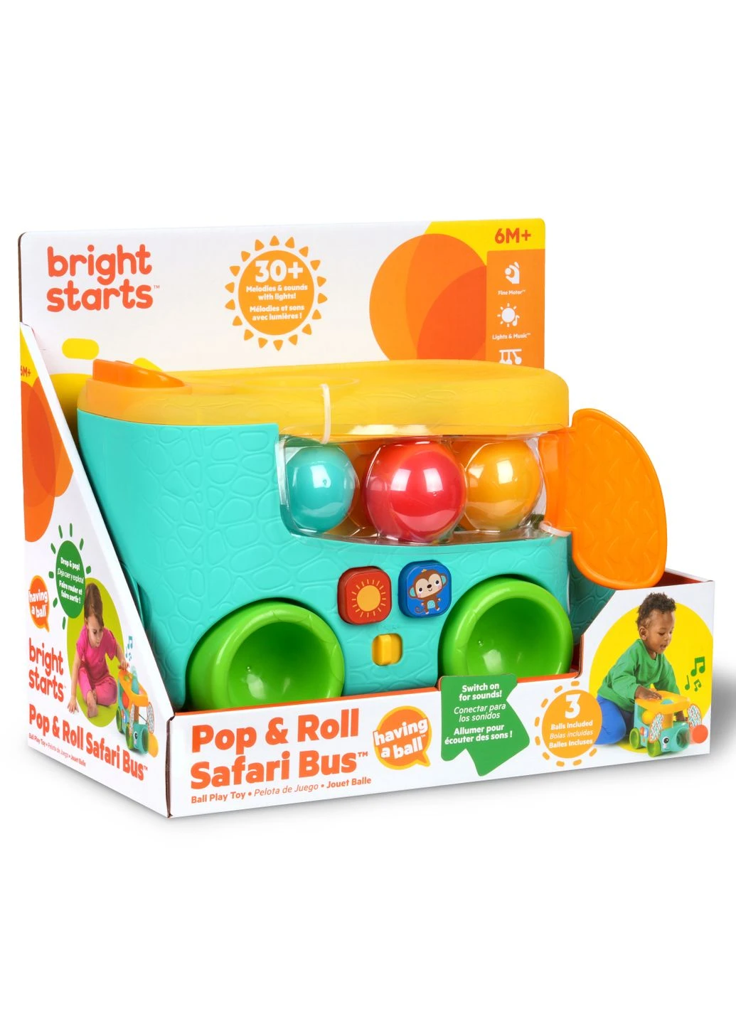 Музыкальная игрушка "Pop & Roll Safari Bus" (16827) Bright Starts (389092809)
