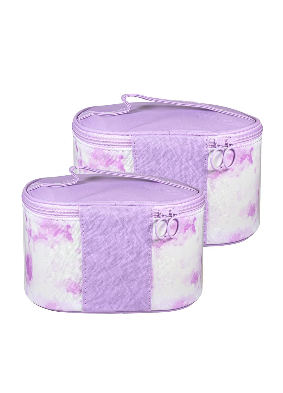 Набір косметичок жіночих каркасних зі штучної шкіри ПВХ, 2 шт., Бузковий No Brand (317638771)