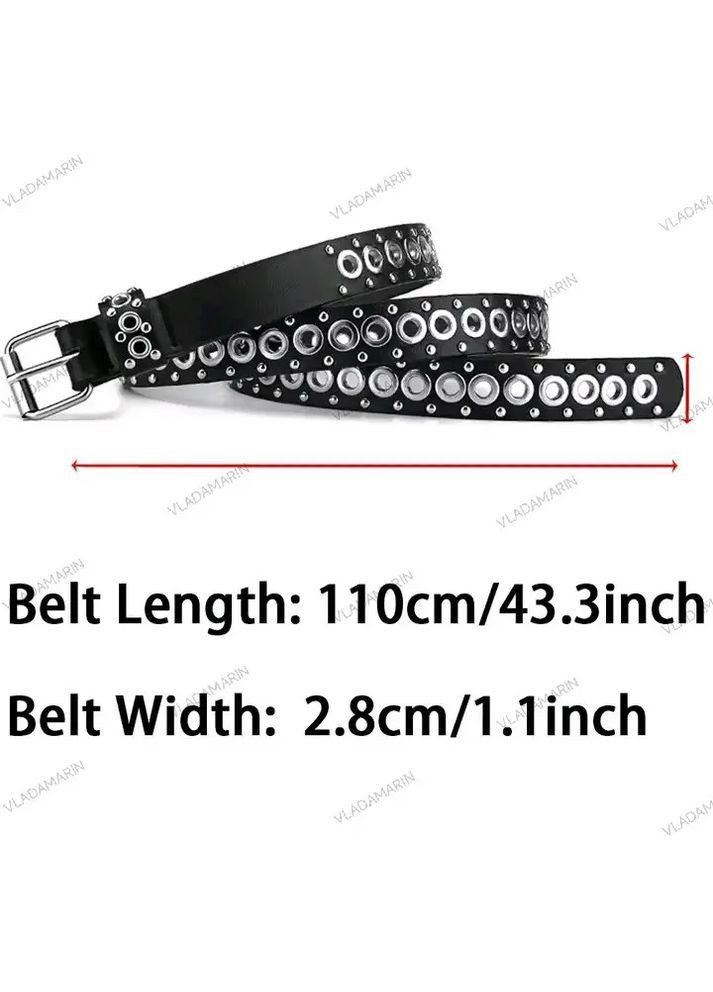 Молодіжний ремінь з заклепками Y2K стиль панк,готичний ремінь з подвійними металевими кільцями у стилі гранж,вуличний одяг Viral No Brand (368695247)