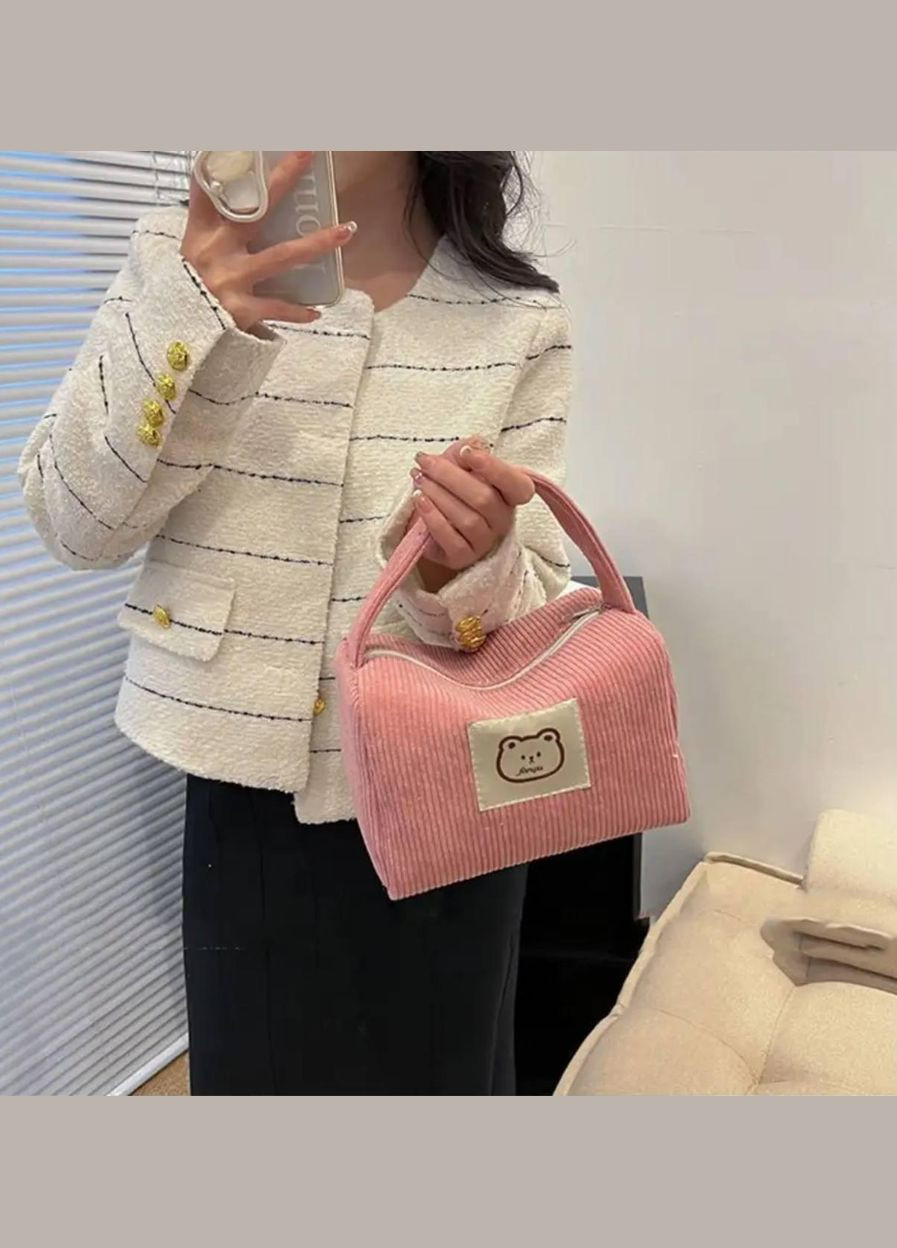 Нежная текстильная розовая косметичка с ручкой No Brand (302212917)