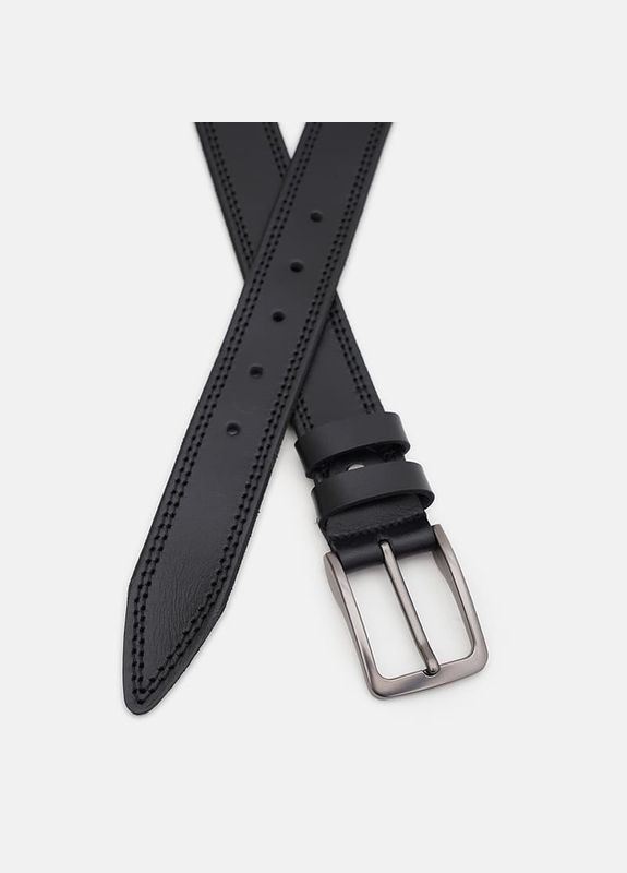 Чоловічий ремінь шкіряний 115v1fx93 Чорний Borsa Leather (302972540)