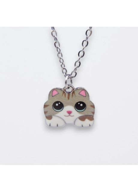 Сріблястий кулон на ланцюжку Котик МуркаШик 1.6 см, ланцюжок 45+5 см Liresmina Jewelry (371805044)
