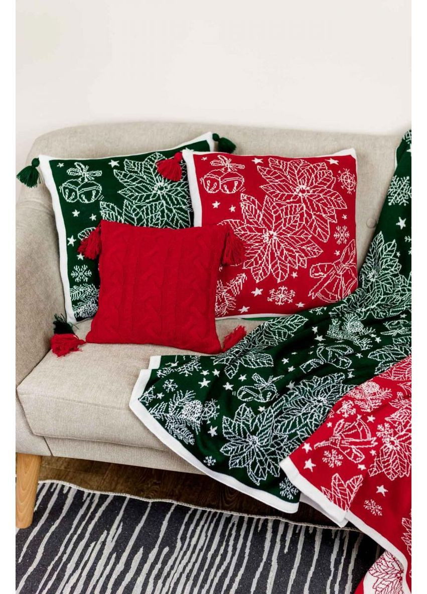 Наволочка вязаная Рождественский зеленый 45х45 см Прованс (368993038)