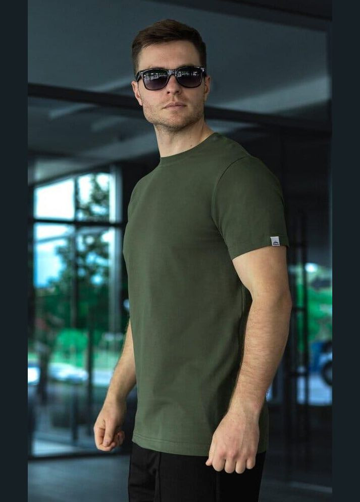 Хаки (оливковая) эффектная мужская футболка No Brand