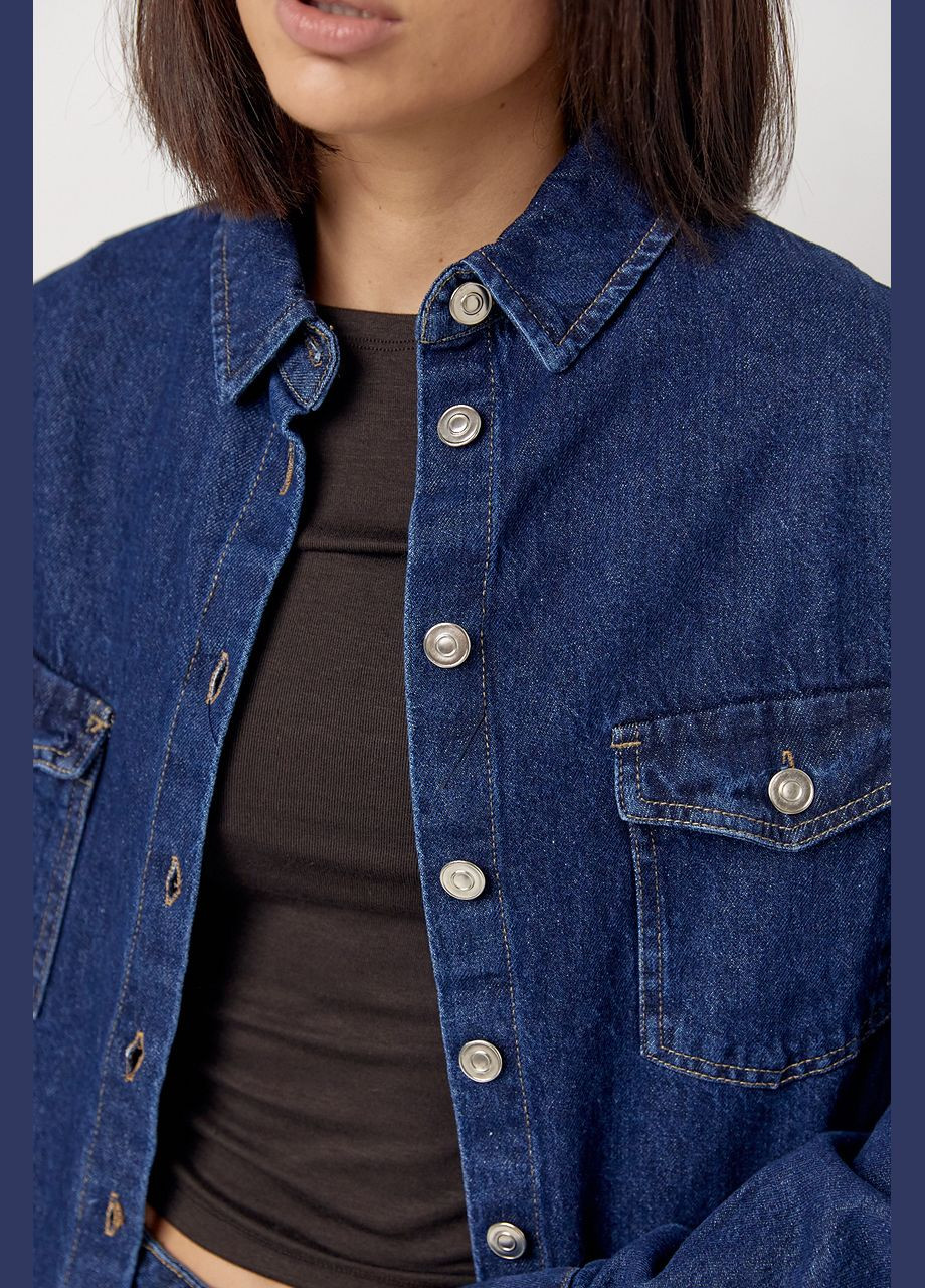 Темно-синяя повседневный рубашка Lurex