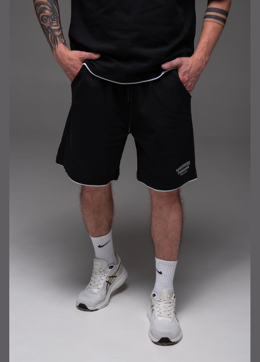 Чорний літній костюм чоловічий футболка шорти чорний з шортами No Brand