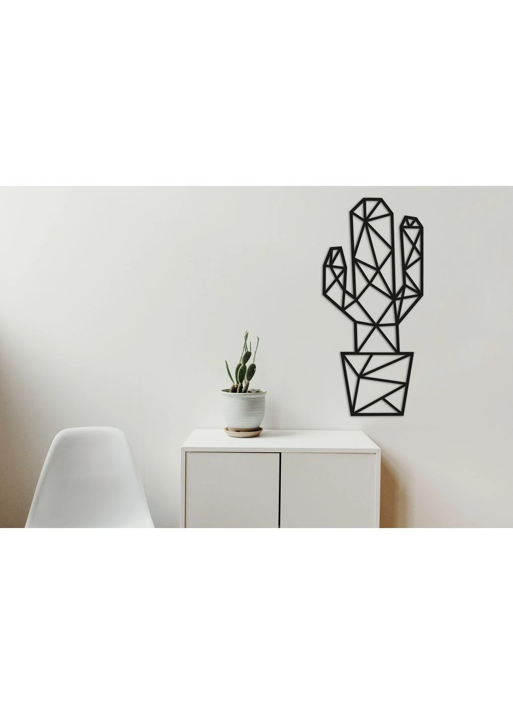 Дерев'яне панно на стіні . Декор на подарунок Geometric cactus 34х75 см Decart (360609994)
