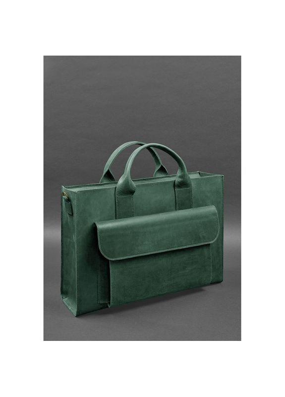 Сумка мужская кожаная через плечо для ноутбука и документов зеленая Crazy horse BlankNote (302007942)