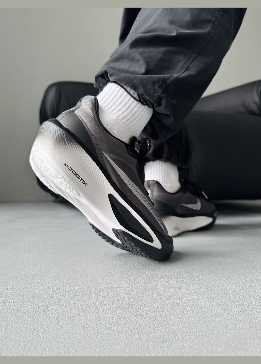 Черные демисезонные кроссовки мужские nike zoom fly 6 black grey | найк зум флай 6 черные No Brand