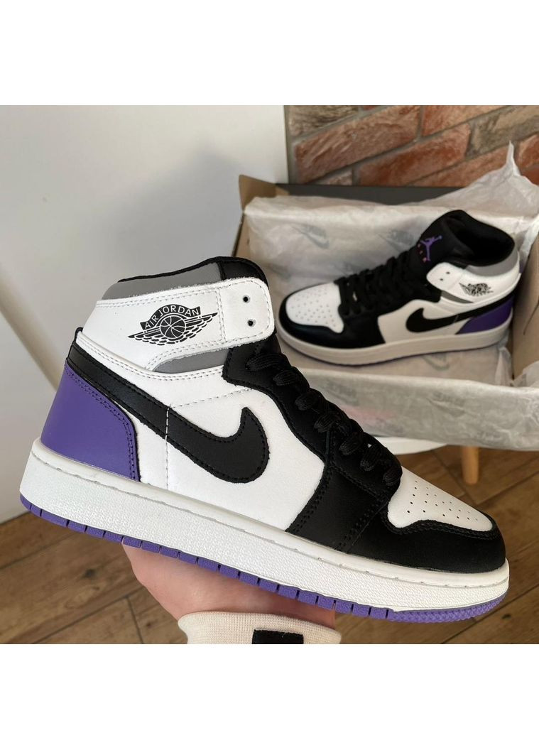 КРОССОВКИ ЖЕНСКИЕ NIKE AIR JORDAN 1 RETRO VARCITY PURPLE V2 НАЙК АИР ДЖОРДАН No Brand белые демисезоны (367171338)