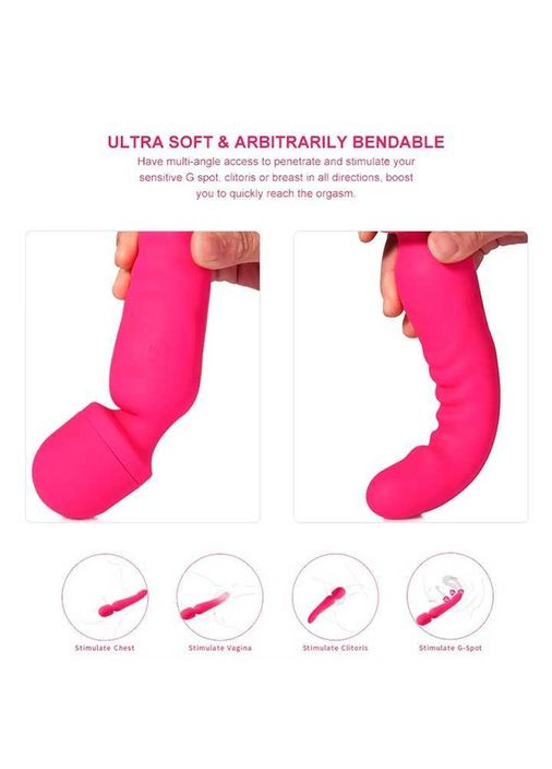 Вибратор двухсторонний силиконовый с подогревом Классический Dual Motor Vibe 23 см x 4,2 см фуксия No Brand (366888073)