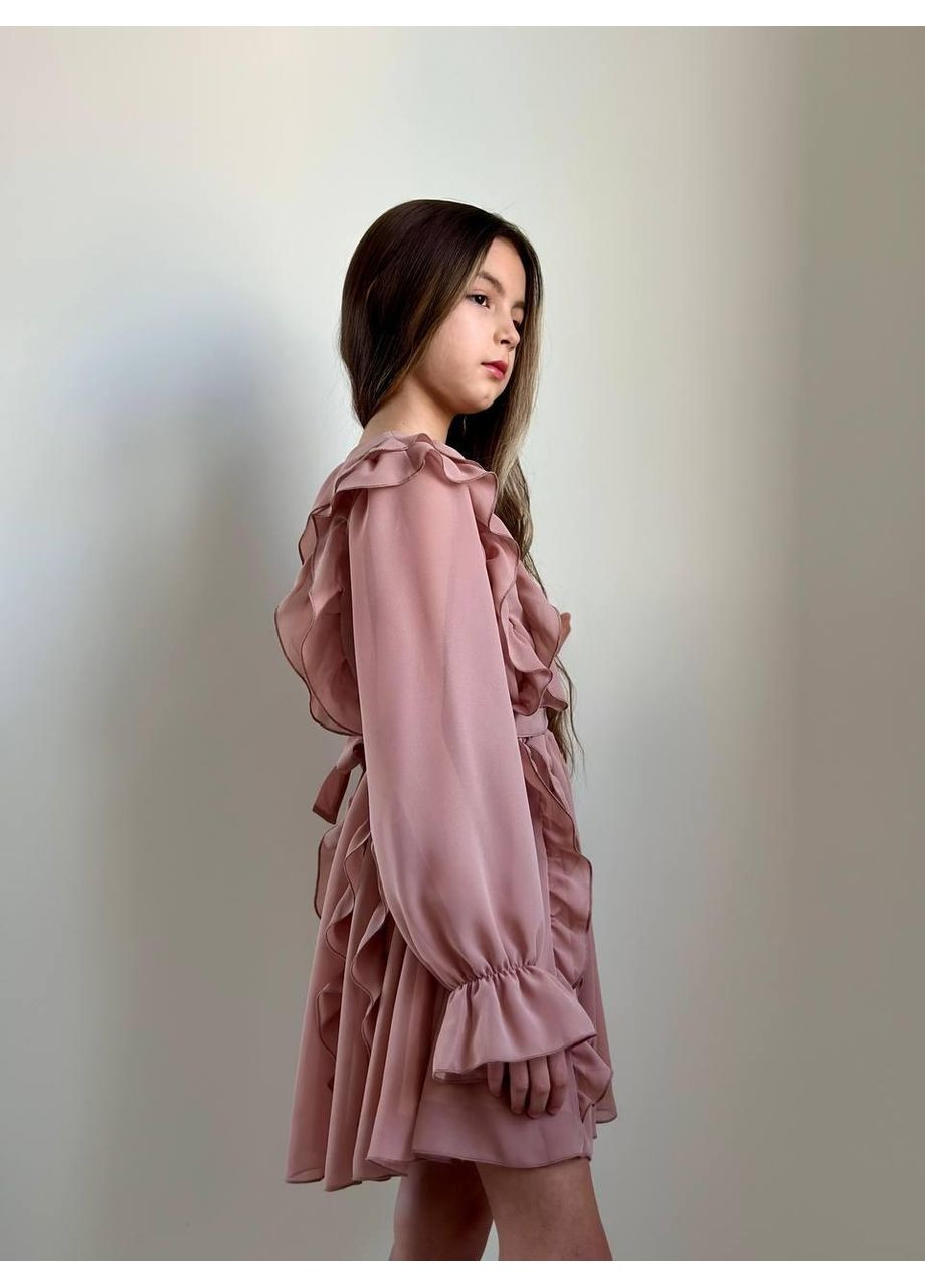 Коричневое шифоновое платье подростковое мокко IRmAS (370693506)