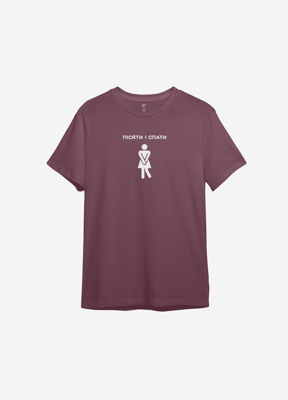Бордова жіноча футболка з принтом "пісяти і спати" ТiШОТКА