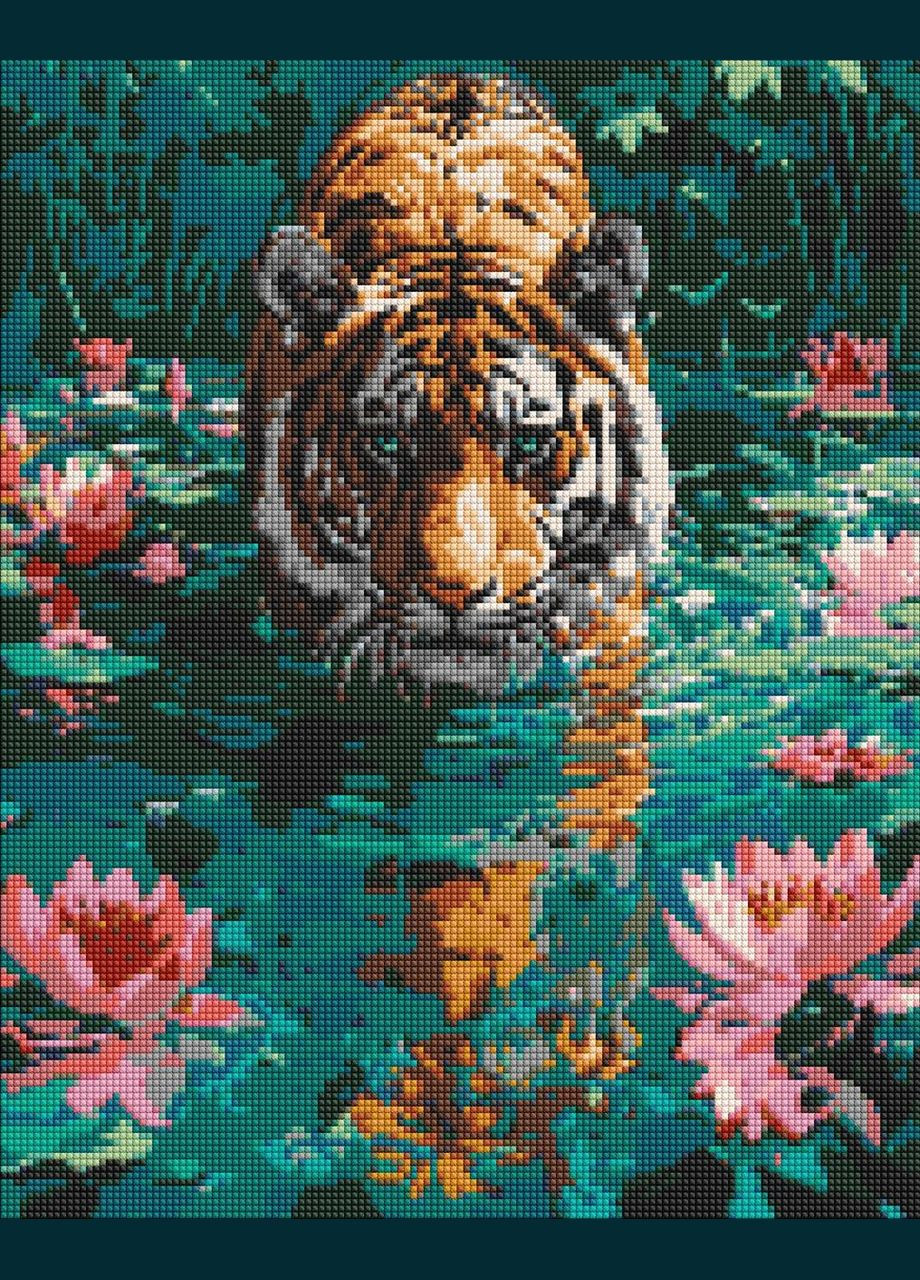 Алмазная мозаика Тигр на охоте Идейка 40 х 50 AMO8045 IDEYKA (354828003)