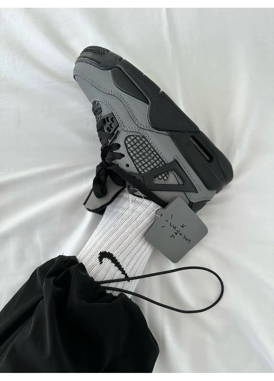 Черные летние кроссовки nike air jordan 4 x cactus jack grey black найк аир джордан No Brand
