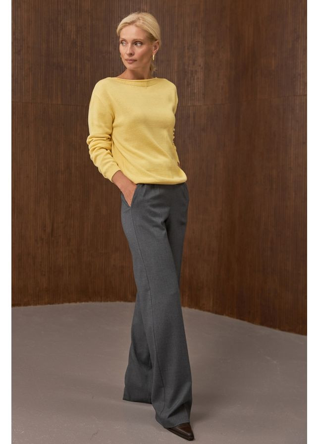 Желтый демисезонный лаконичный джемпер с горловиной челнок (2892) Triko Bakh