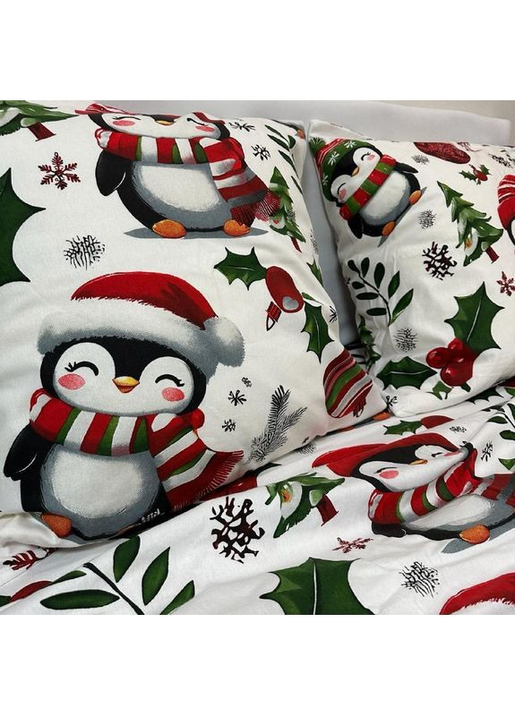 Зимнее постельное белье фланель (байка) полутораспальный размер белого цвета – мягкость, тепло и новогоднее настроение! No Brand (370278948)