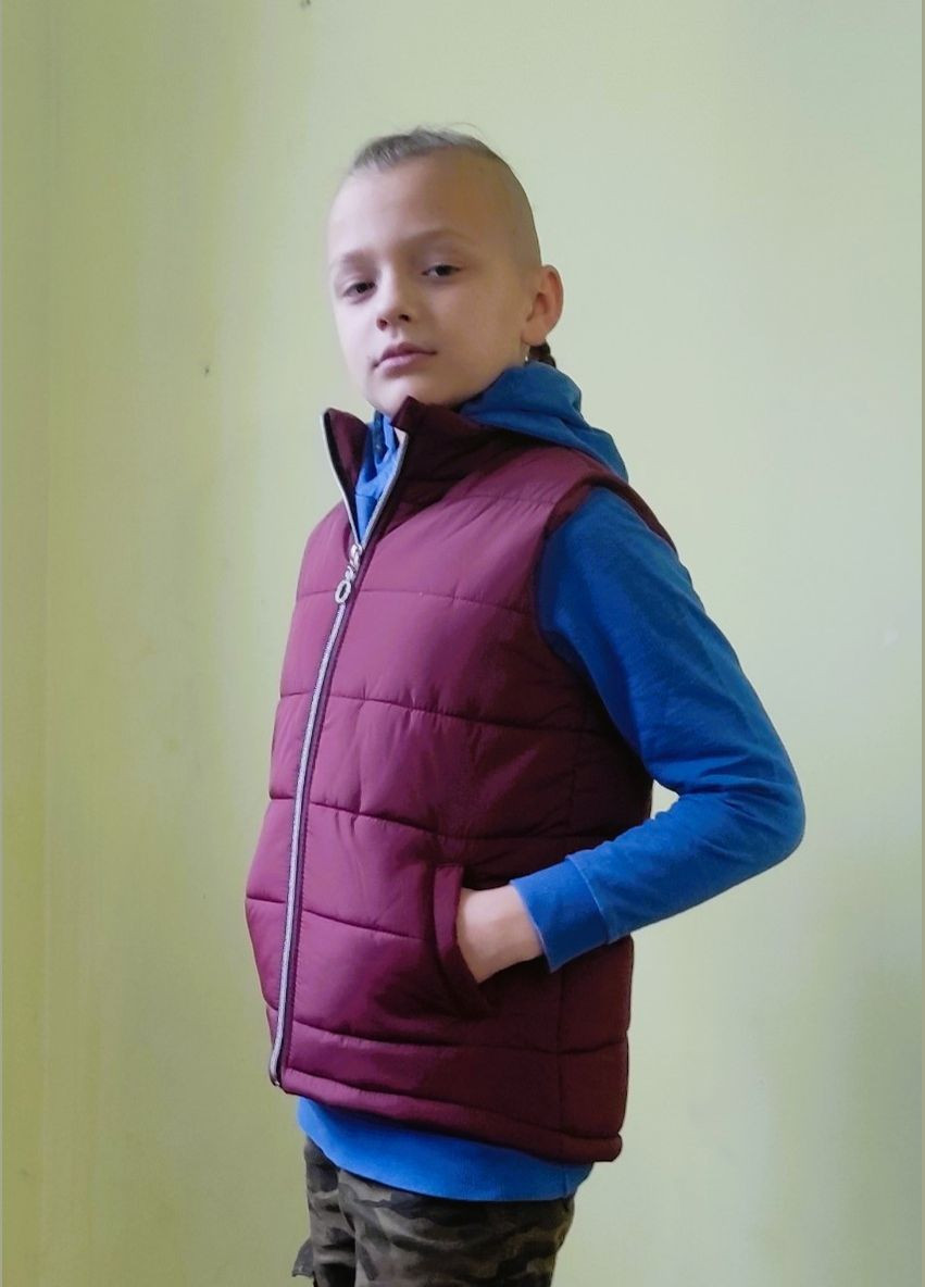 Жилетка детская весна/осень без капюшона 122 размер с карманами цвет Handmade (324252725)