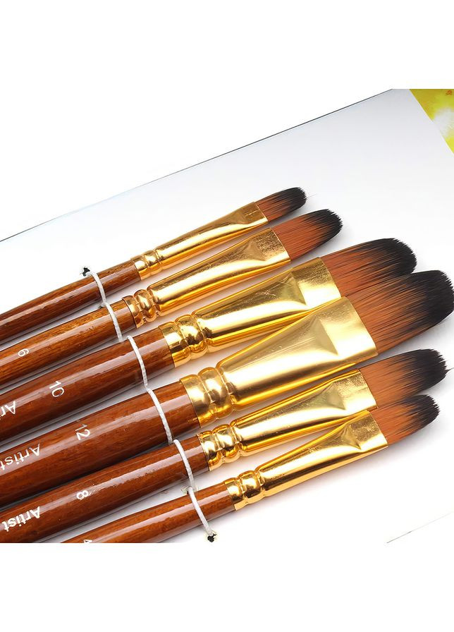 Набір художніх пензлів овальні 6 штук Worison (322650433)