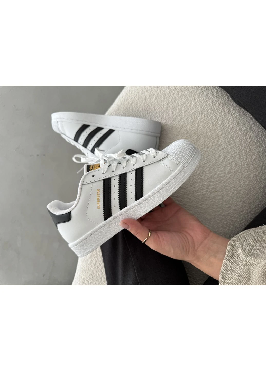 Білі літні кросівки adidas superstar black/white адідас суперстар No Brand