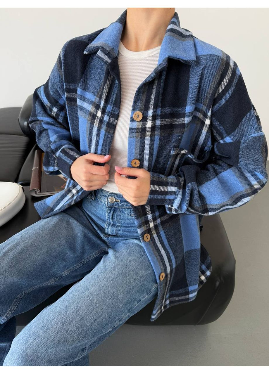 Жіноча сорочка в клітинку з кашеміру вільного крою Україна (358644418)
