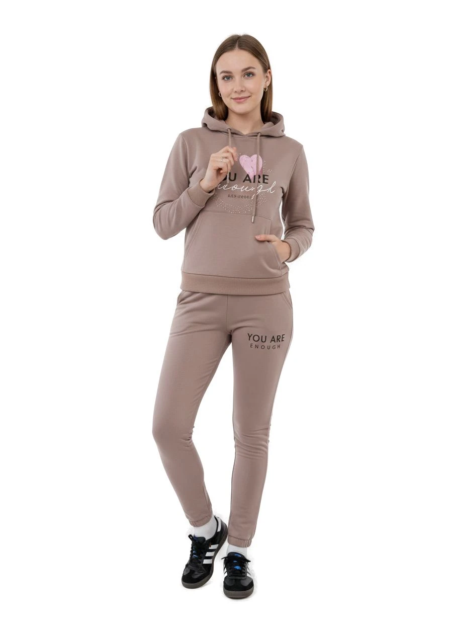 Жіночий спортивний костюм-двійка з худі Бежевий 40-42 (5028;1) Pink Daisy (394026672)