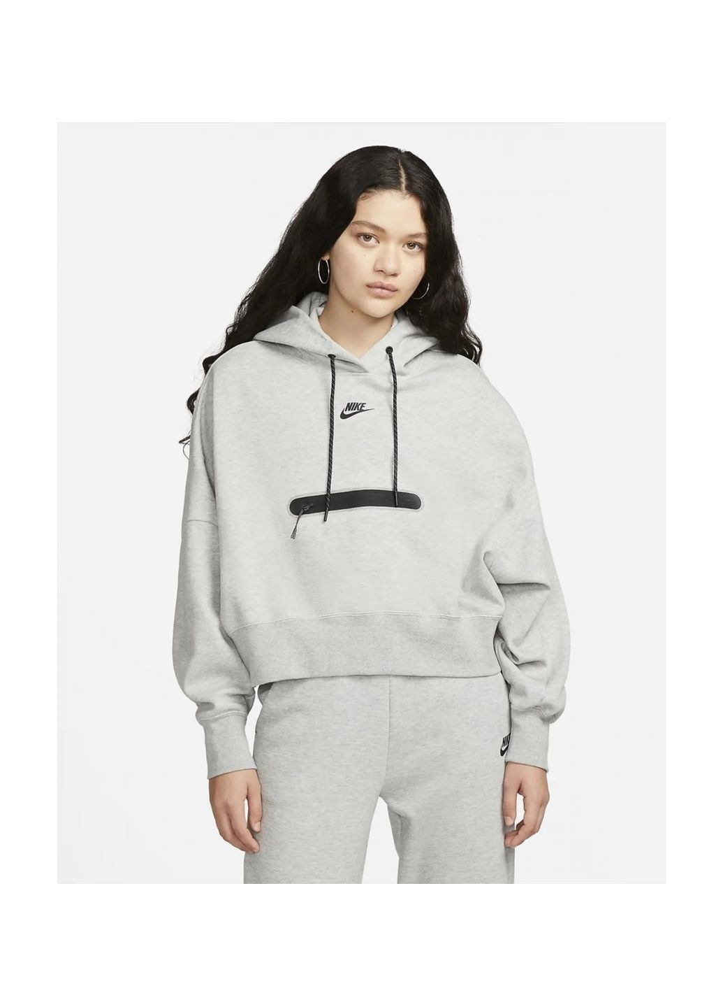 Худі жіноче Sportswear Tech Fleece Over-Oversized Cropped Pullover Hoodie Grey Dr4973-063 Nike (365962339)