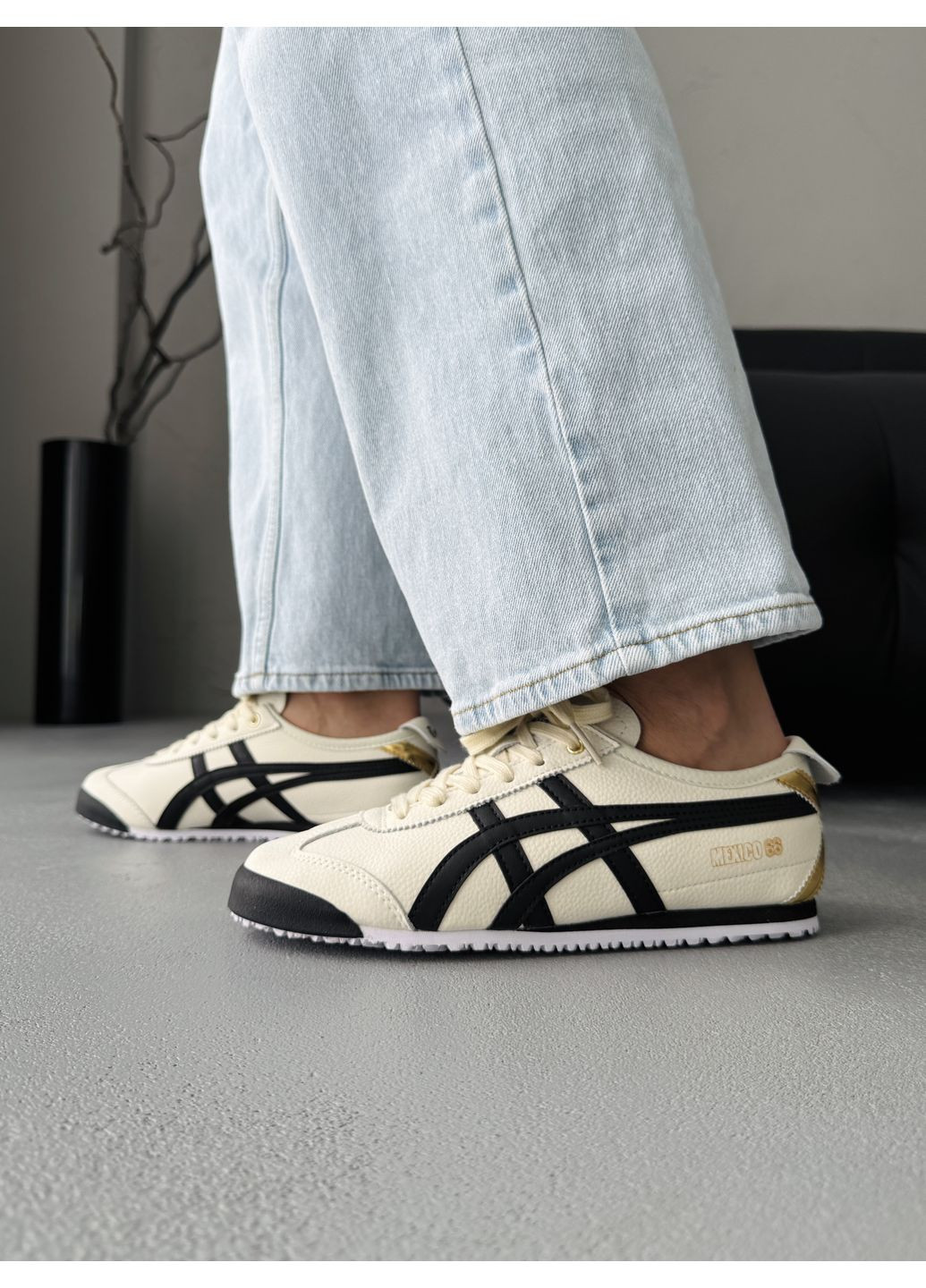 Чорні Осінні кросівки чоловічі asics onitsuka tiger mexico black / beige асікс онітцука тайгер No Brand