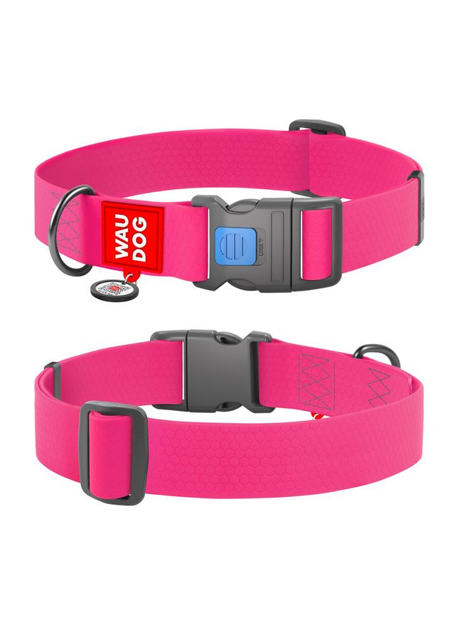 Нашийник для собак водостійкий Waterproof з QR паспортом, пластиковий фастекс, XXL, Ш 40 мм, Дов 46-70 см, рожевий WAUDOG (279561551)
