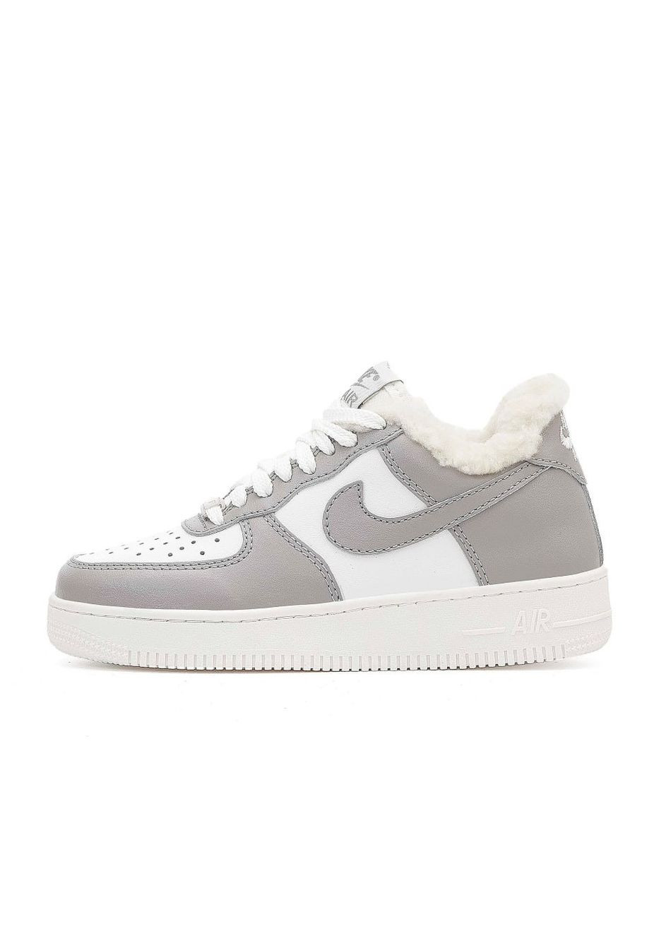 Кросівки зимові жіночі Nike Air Force 1 winter low gray white fur | Найк Аір Форс 1 низькі сірі білі з хутром No Brand сірі зими (309006142)
