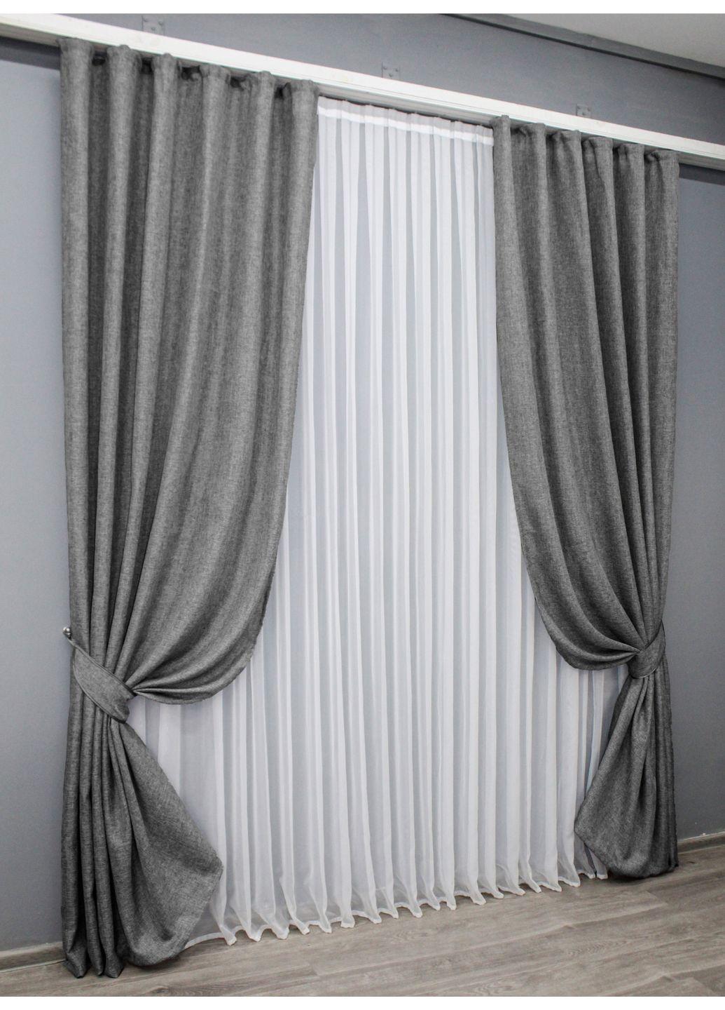 Комплект готовых штор Лен Мешковина № 108ш 100х270см 2 шт (31-033) VR-Textil (298123182)