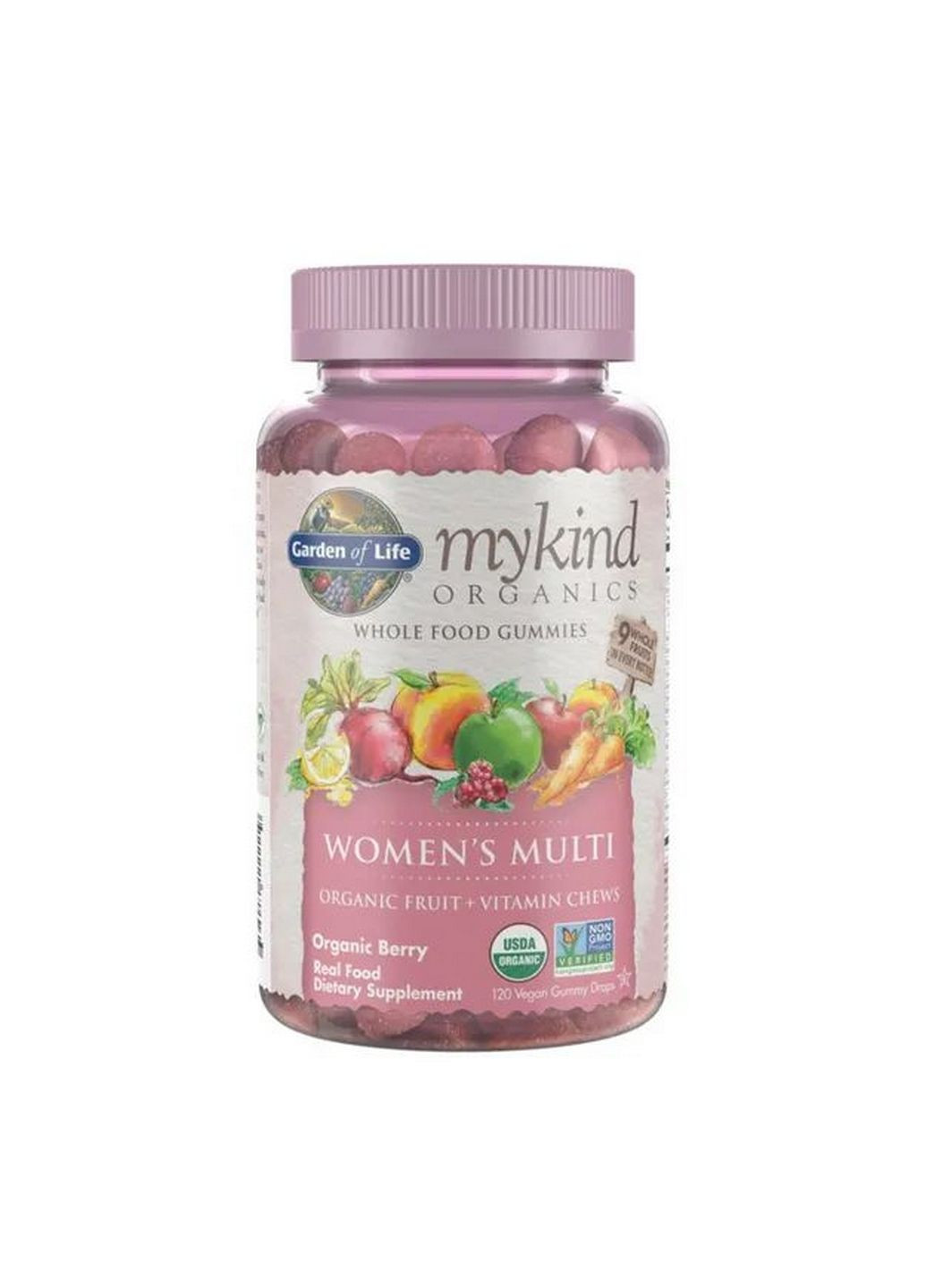 Витамины и минералы MyKind Organics Women's Multi, 120 желеек Ягоды Garden of Life (293339595)