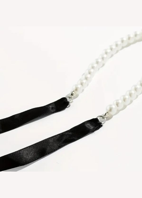 Чокер намисто Кольє жіноче перлини (імітація) з бантом No Brand текстиль, смола (327274176)